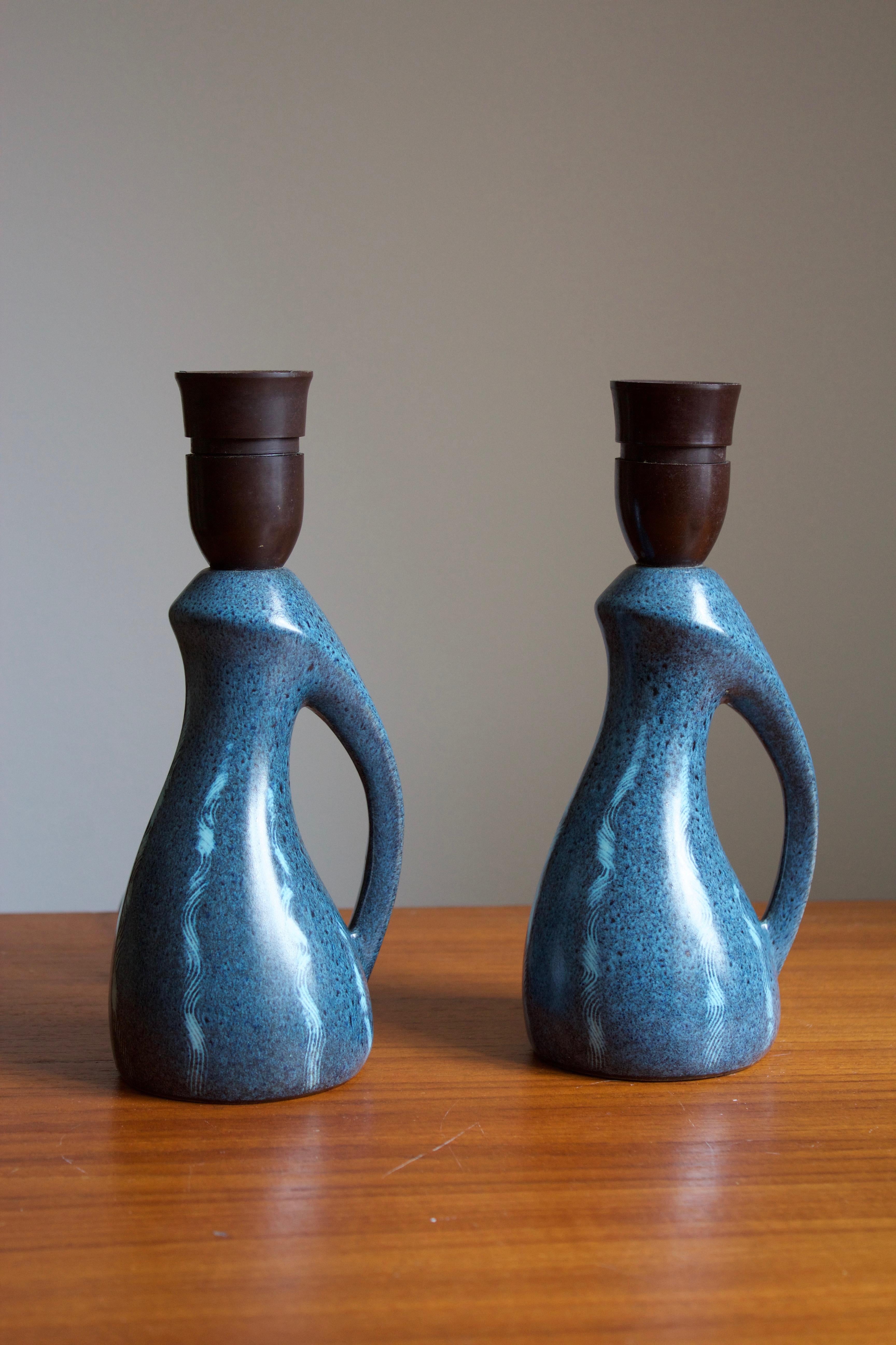 Mid-Century Modern Elisabeth Loholt, Organic Table Lamps, Glazed Stoneware, Studio, Denmark, 1950s