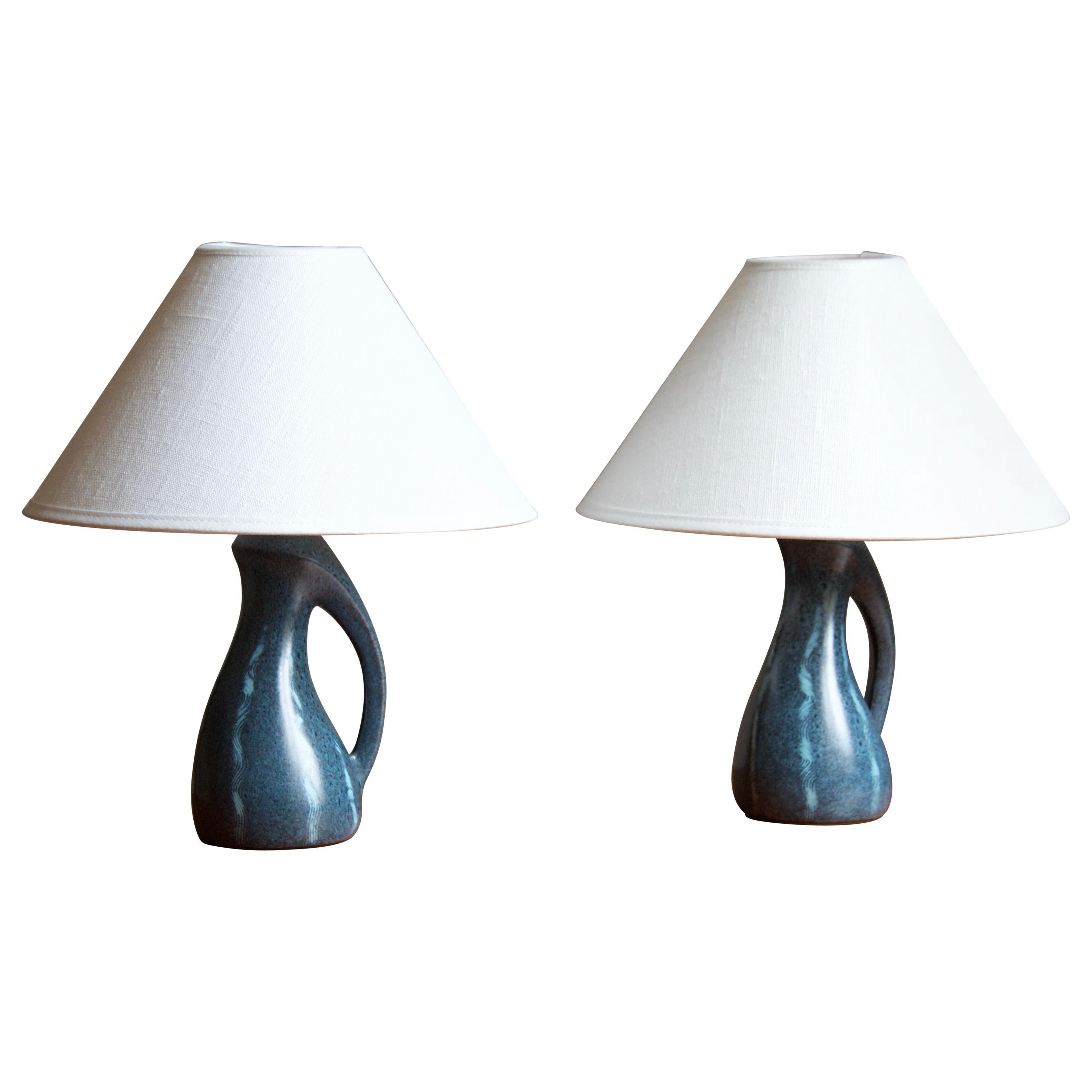 Elisabeth Loholt, Organic Table Lamps, Glazed Stoneware, Studio, Denmark,  1950s at 1stDibs