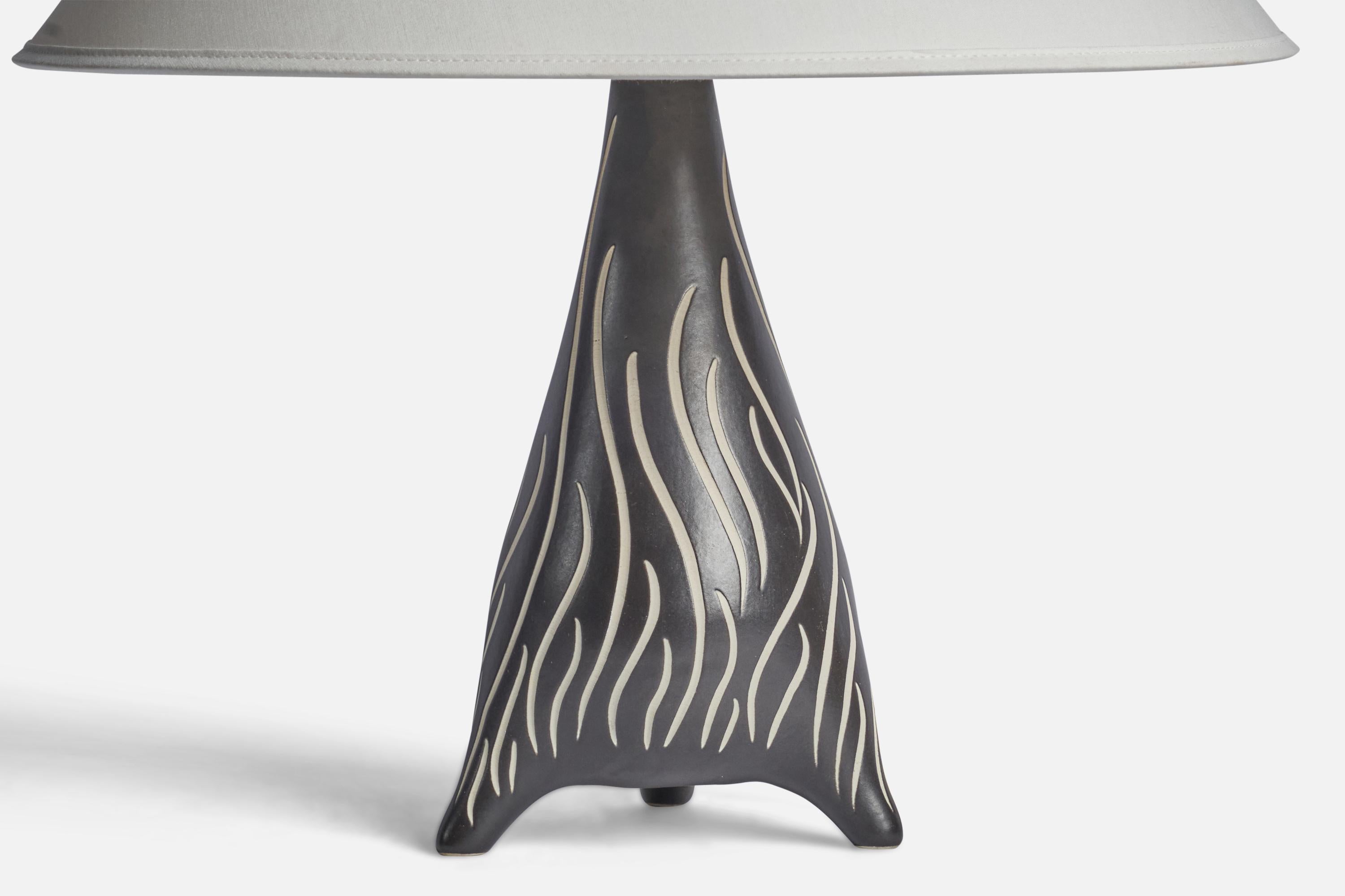 Danish Elisabeth Loholt, Table Lamp, Stoneware, Denmark, 1960s For Sale
