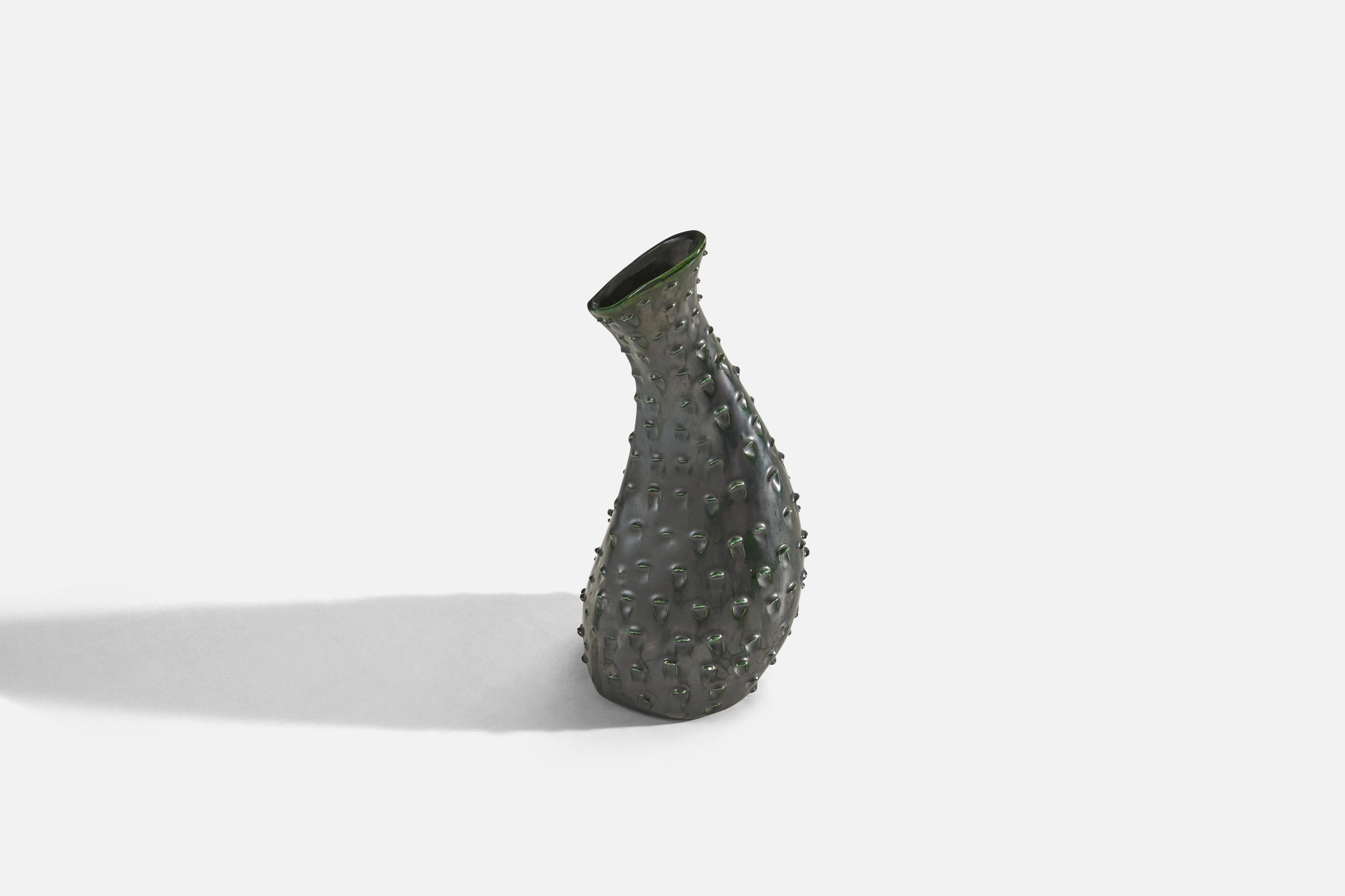 Elisabeth Loholt, Vase, Glazed Stoneware, Denmark, 1950s In Good Condition For Sale In High Point, NC