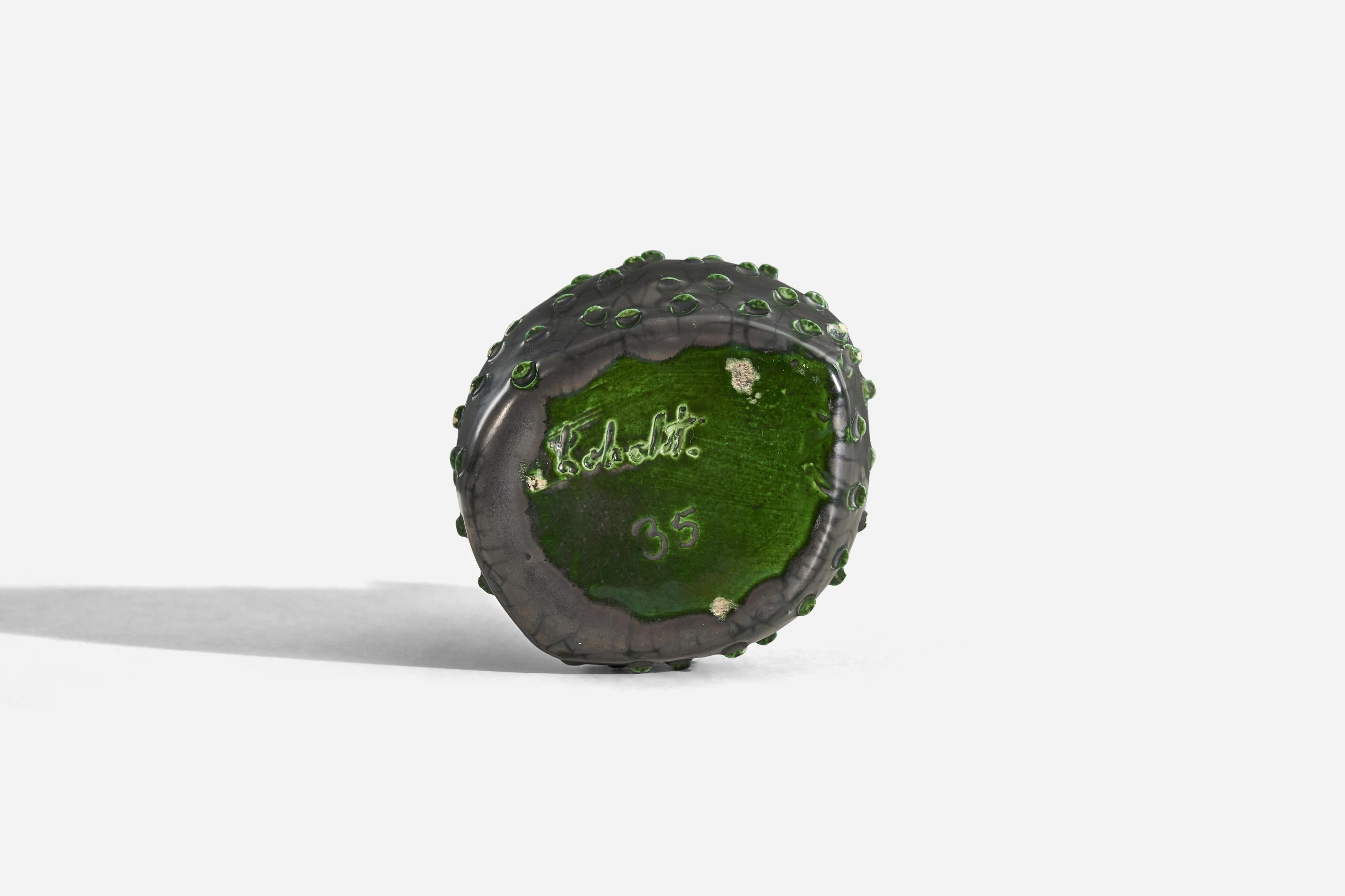 Metà XX secolo Elisabeth Loholt, Vaso, Gres smaltato, Danimarca, anni '50 in vendita