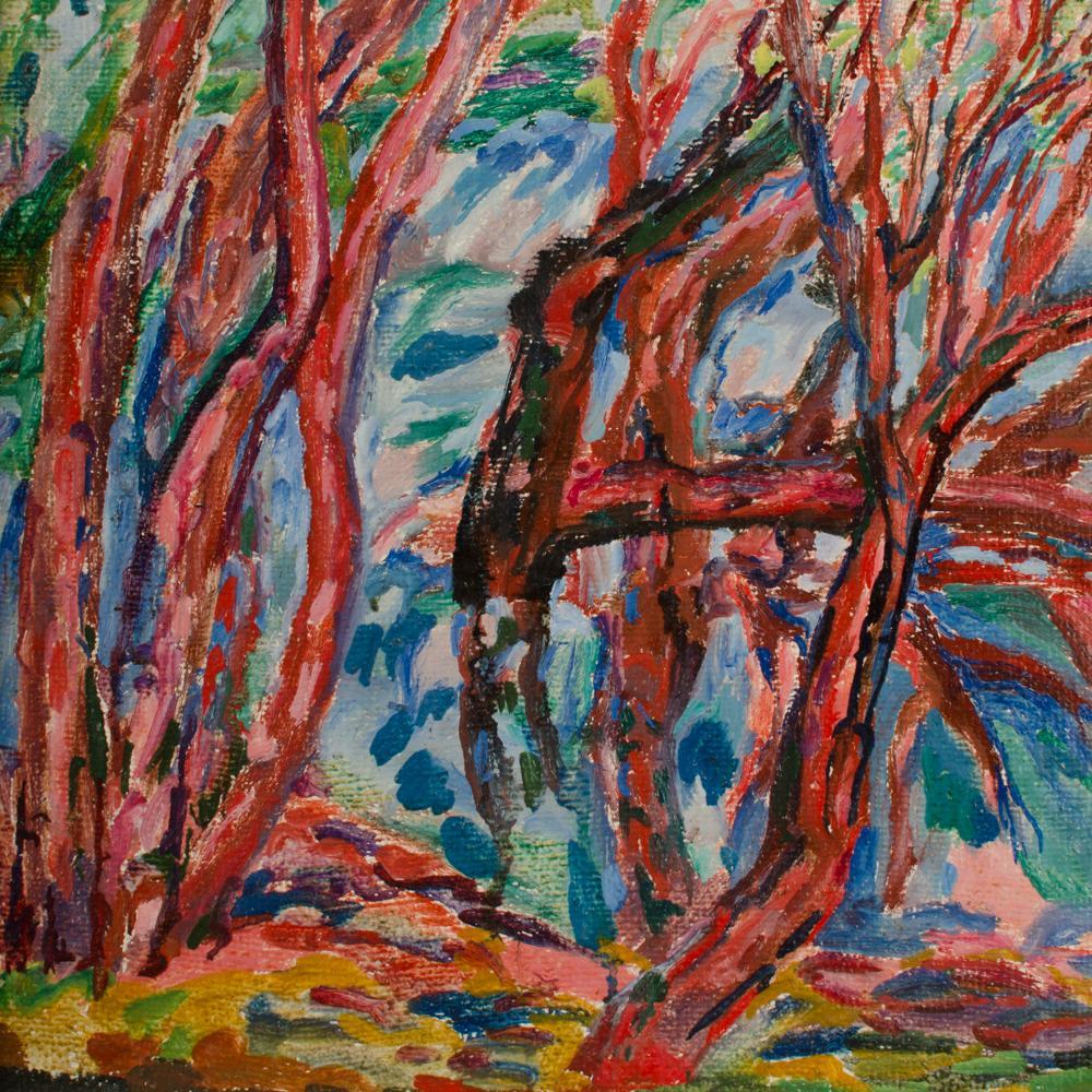 Elisabeth Merlicek (Österreich, 1911-1988) Spring at the Pond im Zustand „Gut“ im Angebot in Philadelphia, PA