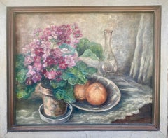Naranjas y geranios en un interior: 1934 elegante bodegón Berlín Mujer artista