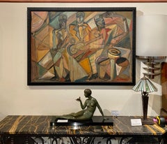 Elisabeth Ronget French Cubist Jazz Trio Painting Art Deco