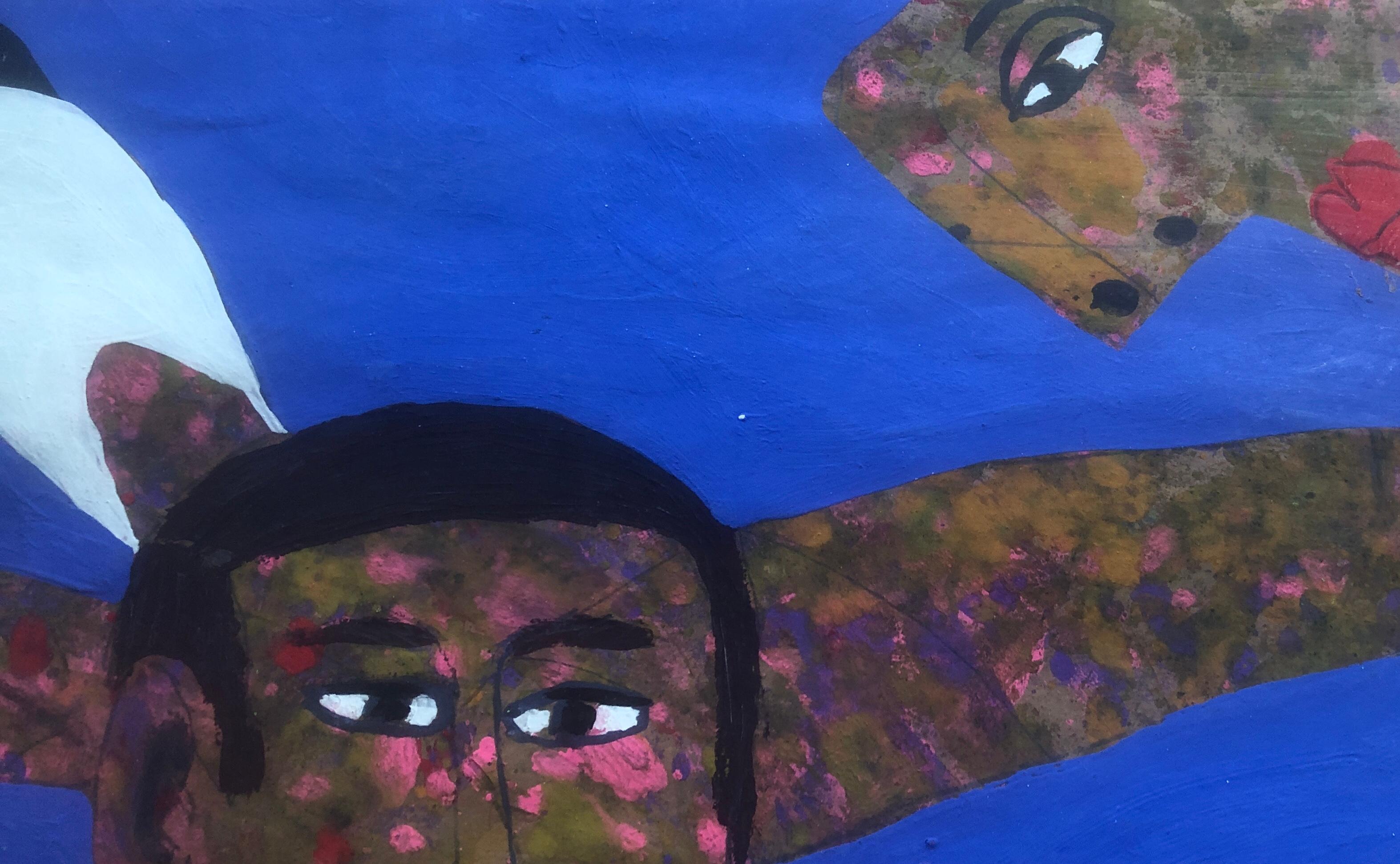 Peinture acrylique de réservoir de poisson faite à la main expressionnisme surréaliste en vente 3