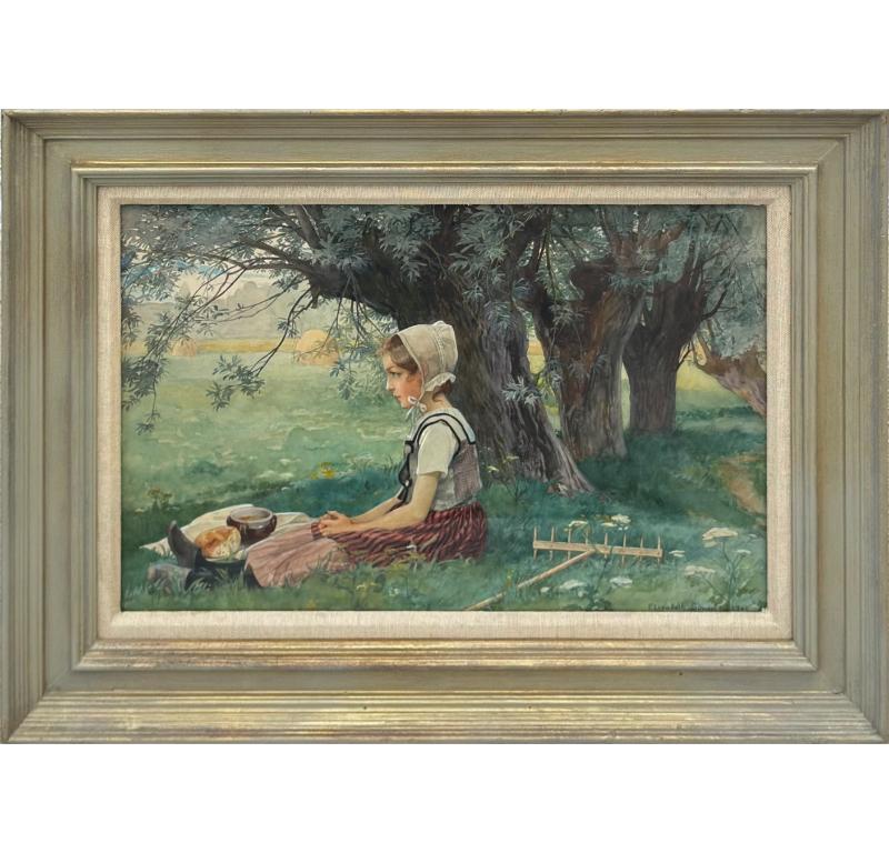 Elisabeth Sonrel (French, 1874-1953) - Breton Woman Resting Under Tree For Sale 2