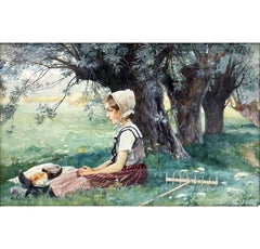 Elisabeth Sonrel (French, 1874-1953) - Breton Woman Resting Under Tree