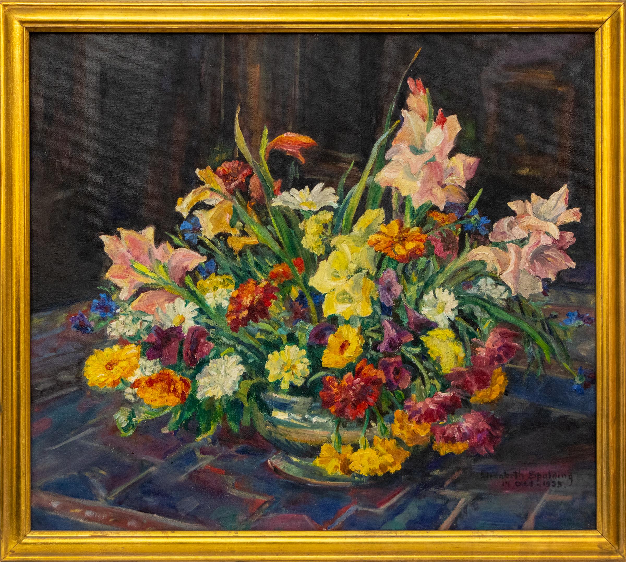 Elisabeth Spalding 1938 Floral Still Life “From Carla’s Garden” For Sale 1