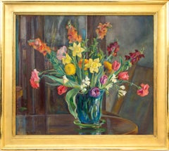 Flower Arrangement, Still Life Painting with Daffodils, Tulips and Snapdragons