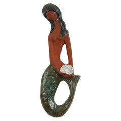 Elisabeth Vandeweghe Mermaid Sculpture Ceramic Bas Relief for Perignem