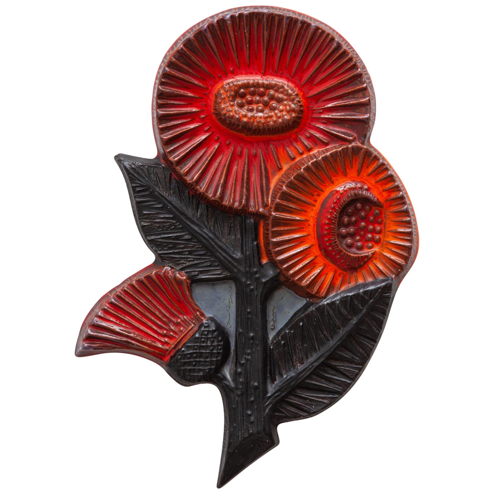 Elisabeth Vandeweghe Perignem Studio 1960s Ceramic Wall-Flowers