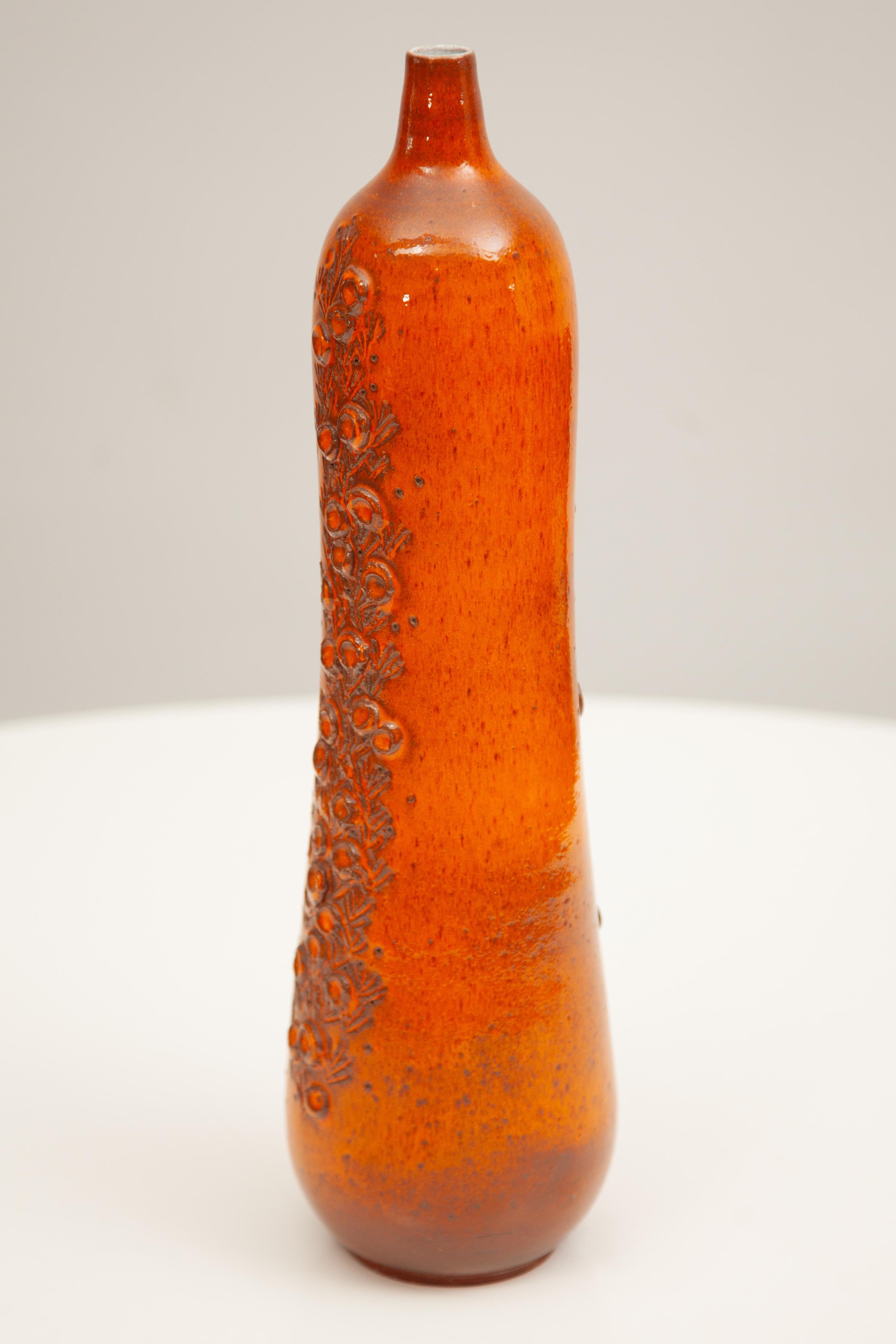 Elisabeth Vandeweghe für Perignem, Belgien, „Selenium Orange Vase“ (Moderne der Mitte des Jahrhunderts) im Angebot