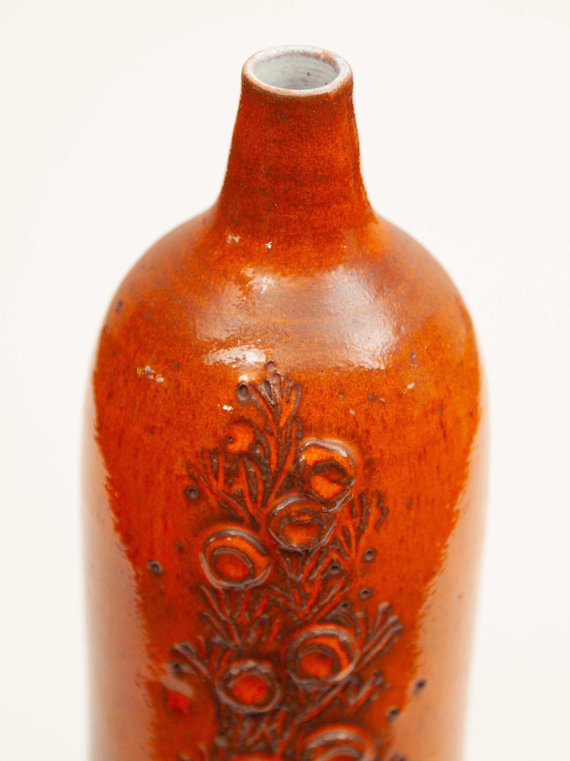 Elisabeth Vandeweghe für Perignem, Belgien, „Selenium Orange Vase“ (Mitte des 20. Jahrhunderts) im Angebot