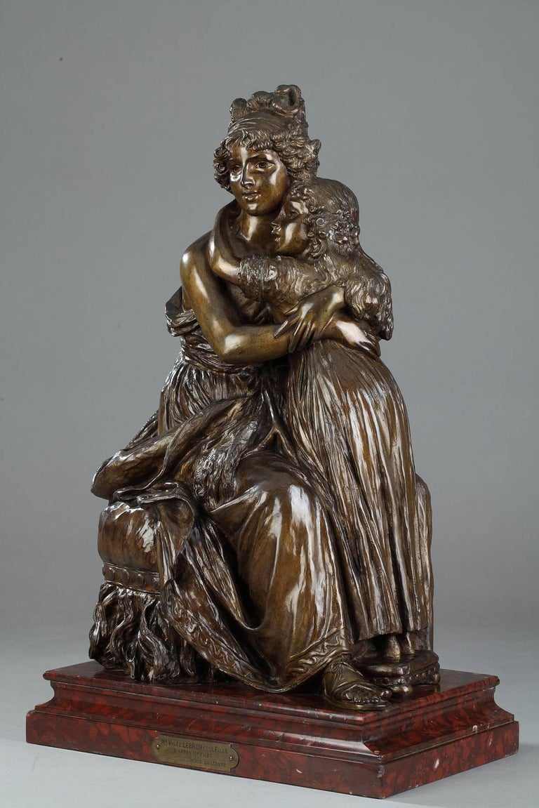 Neoclassical Élisabeth Vigée Le Brun, Bronze Group after the Self-Portrait with Her Daughter For Sale