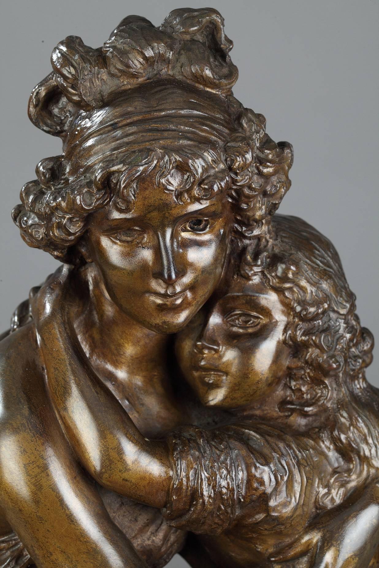 Neoclassical Élisabeth Vigée Le Brun, Bronze Group after the Self-Portrait with Her Daughter For Sale