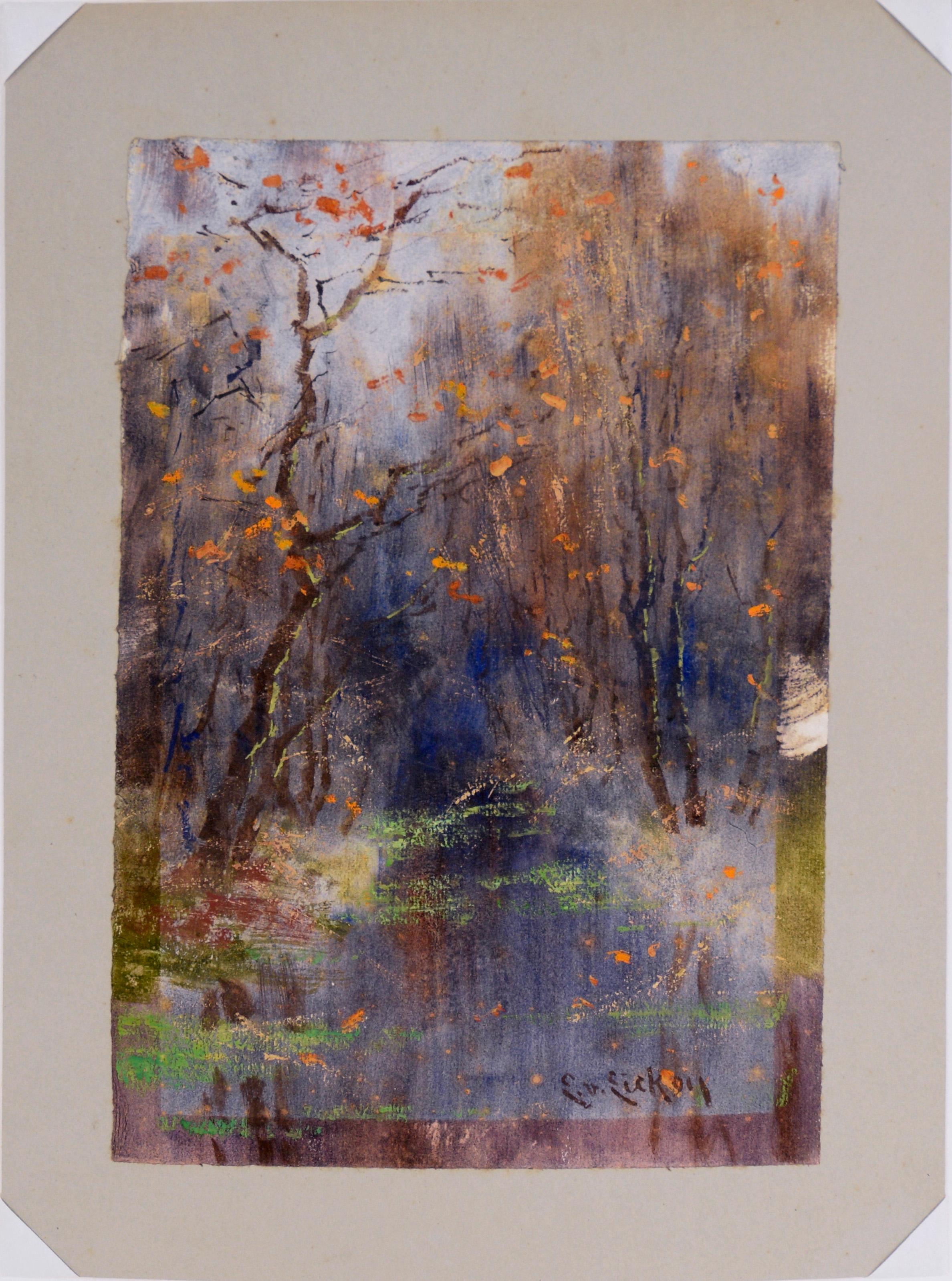 Early 20th Century Original German Impressionist Painting of Forest Interior For Sale 6