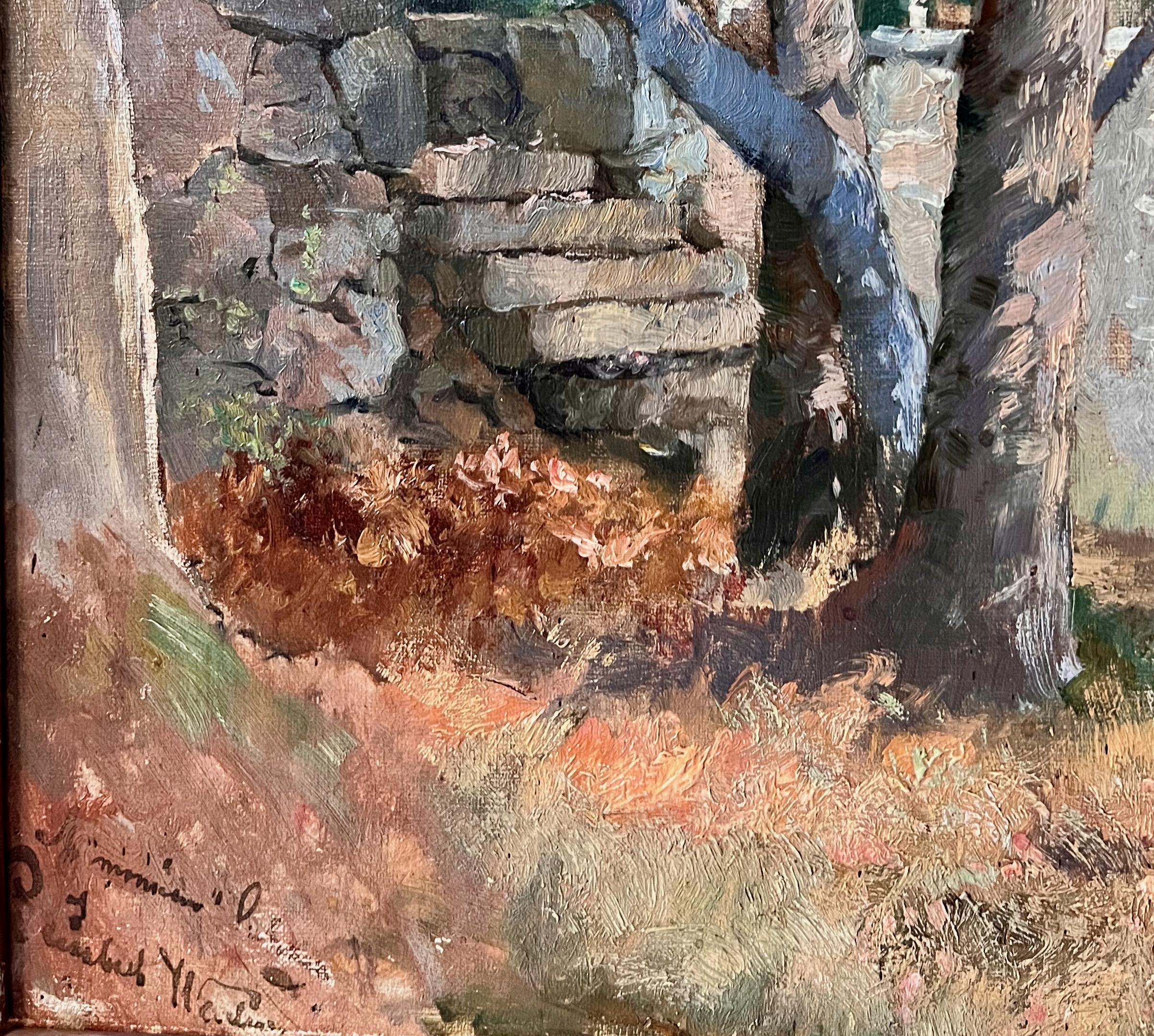 Das vorliegende Gemälde Herbststimmung im Garten der Künstlerin Elisabeth Warling (1858-1915) ist ein schönes Beispiel für ihre impressionistischen Werke. Signiert 