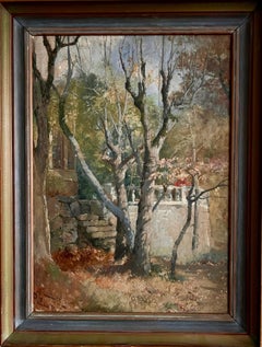 Autumn Mood in the Garden - 19th Century Oil on Canvas