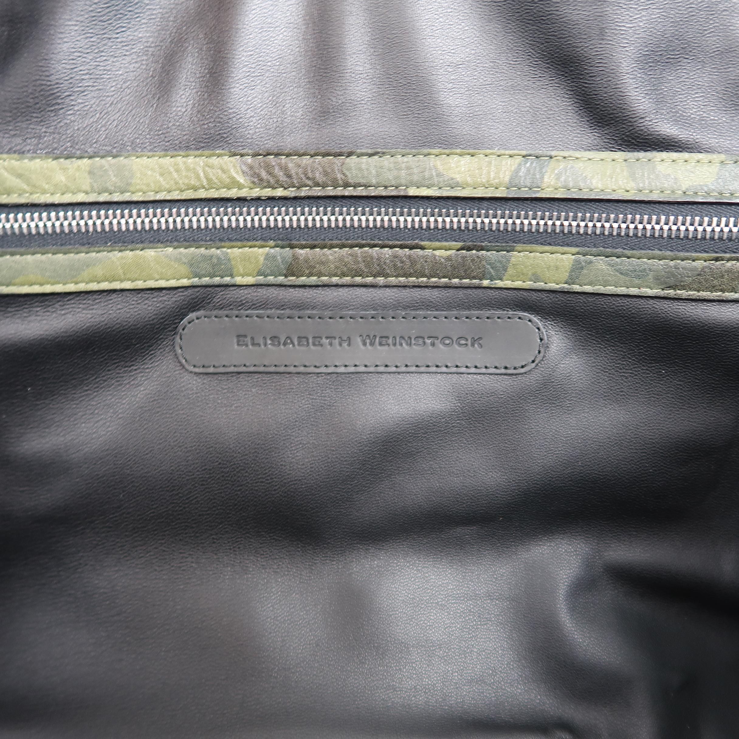 ELISABETH WEINSTOCK Green Camouflage Leather Duffle Bag 5