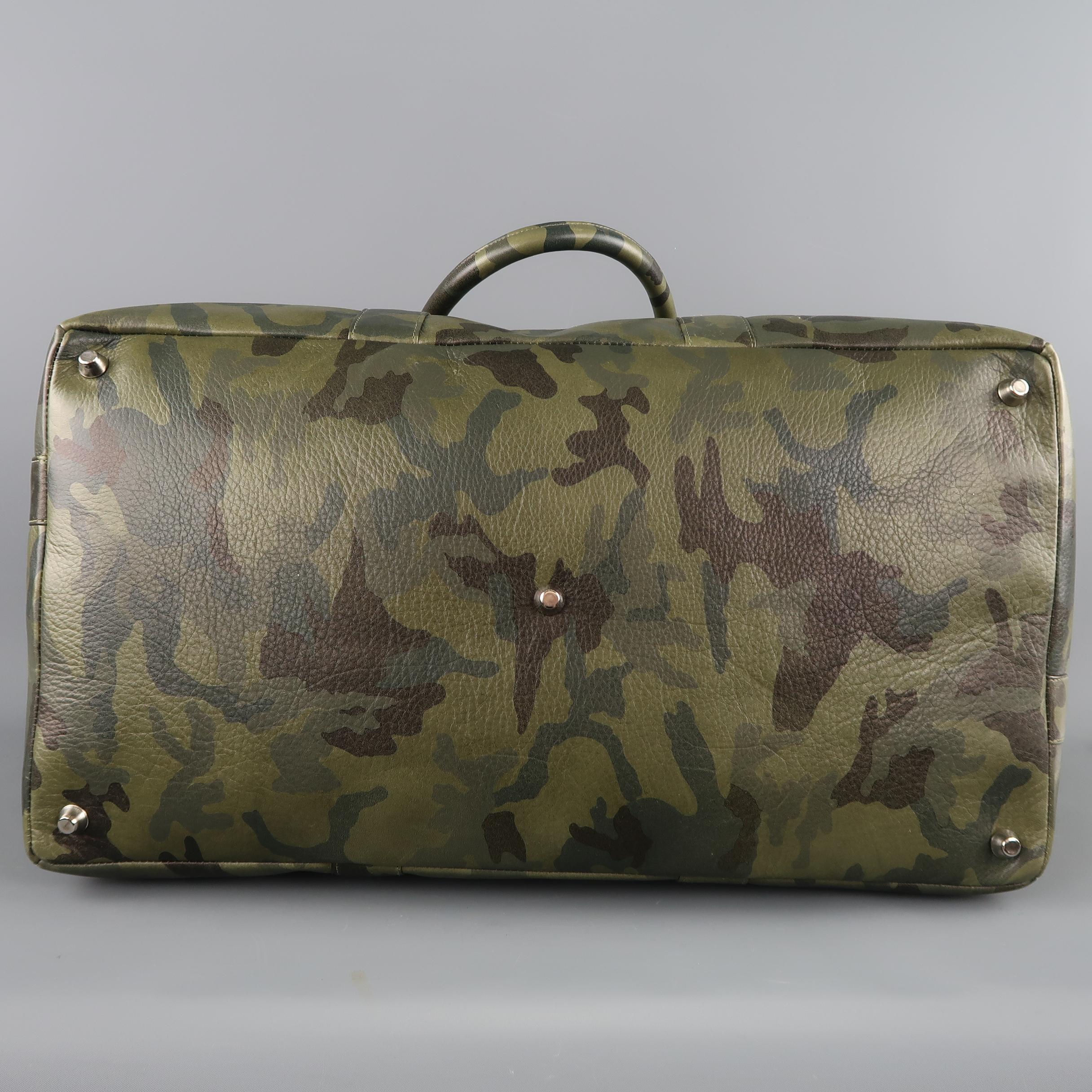 ELISABETH WEINSTOCK Green Camouflage Leather Duffle Bag 1