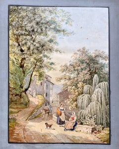 Watercolour in the Tuscan countryside, signed and dated 1829