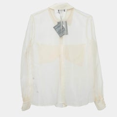 Elisabetta Franchi Beige Bow Detail Organza Sheer Shirt M