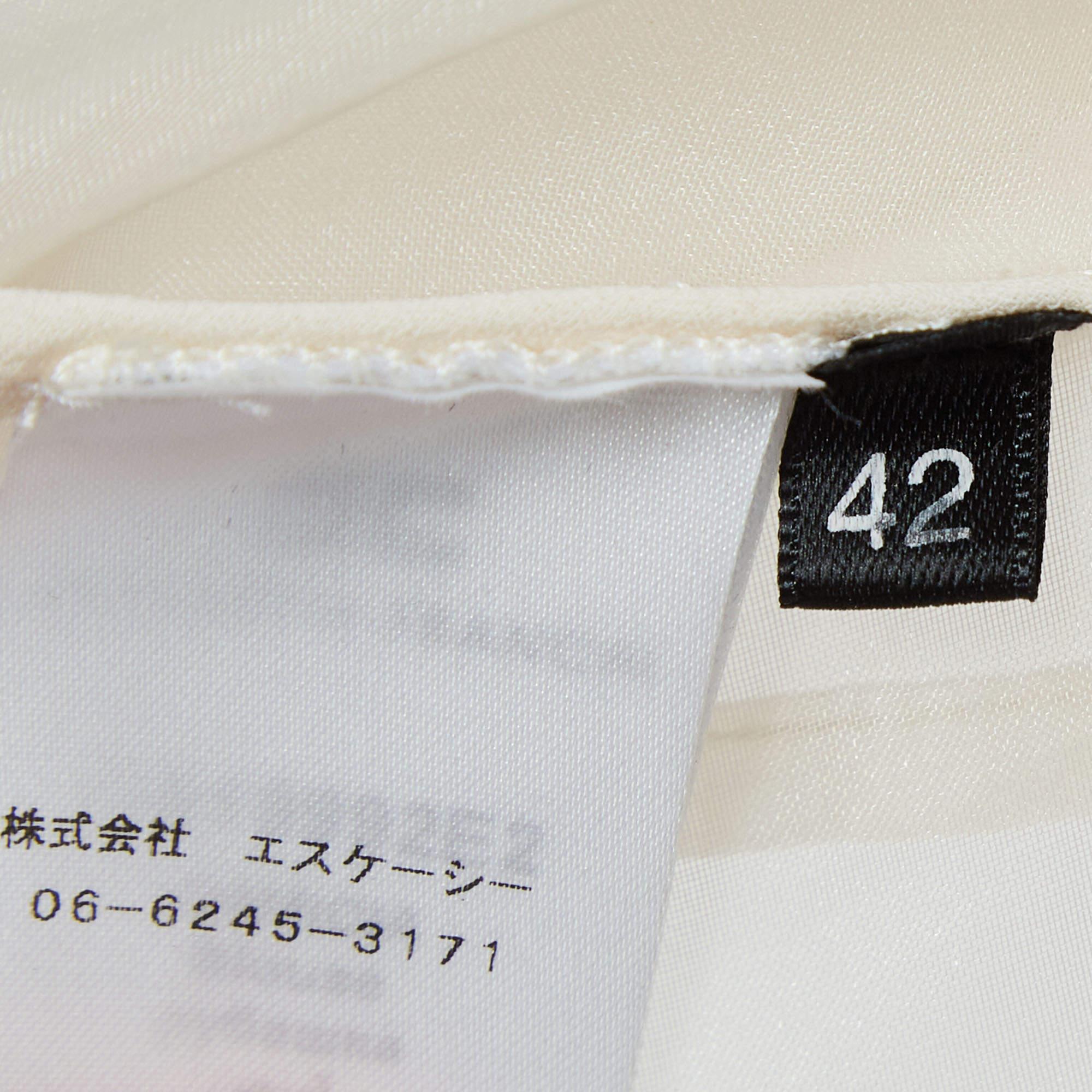 Elisabetta Franchi Beige Bow Detail Organza Sheer Shirt M For Sale 1