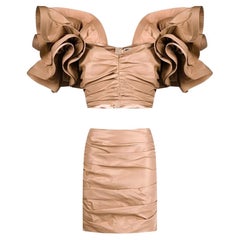 ELISABETTA FRANCHI BEIGE DRAPED SUIT Sz IT 40