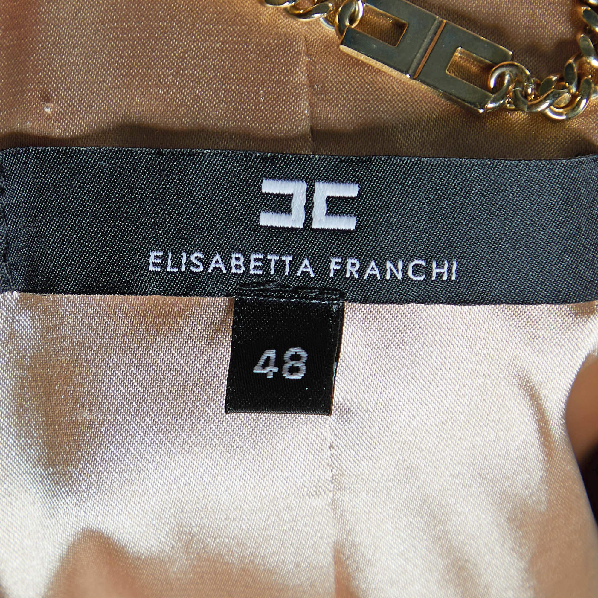 Elisabetta Franchi Beige Faux Leather Belt Detail Jacket L 1