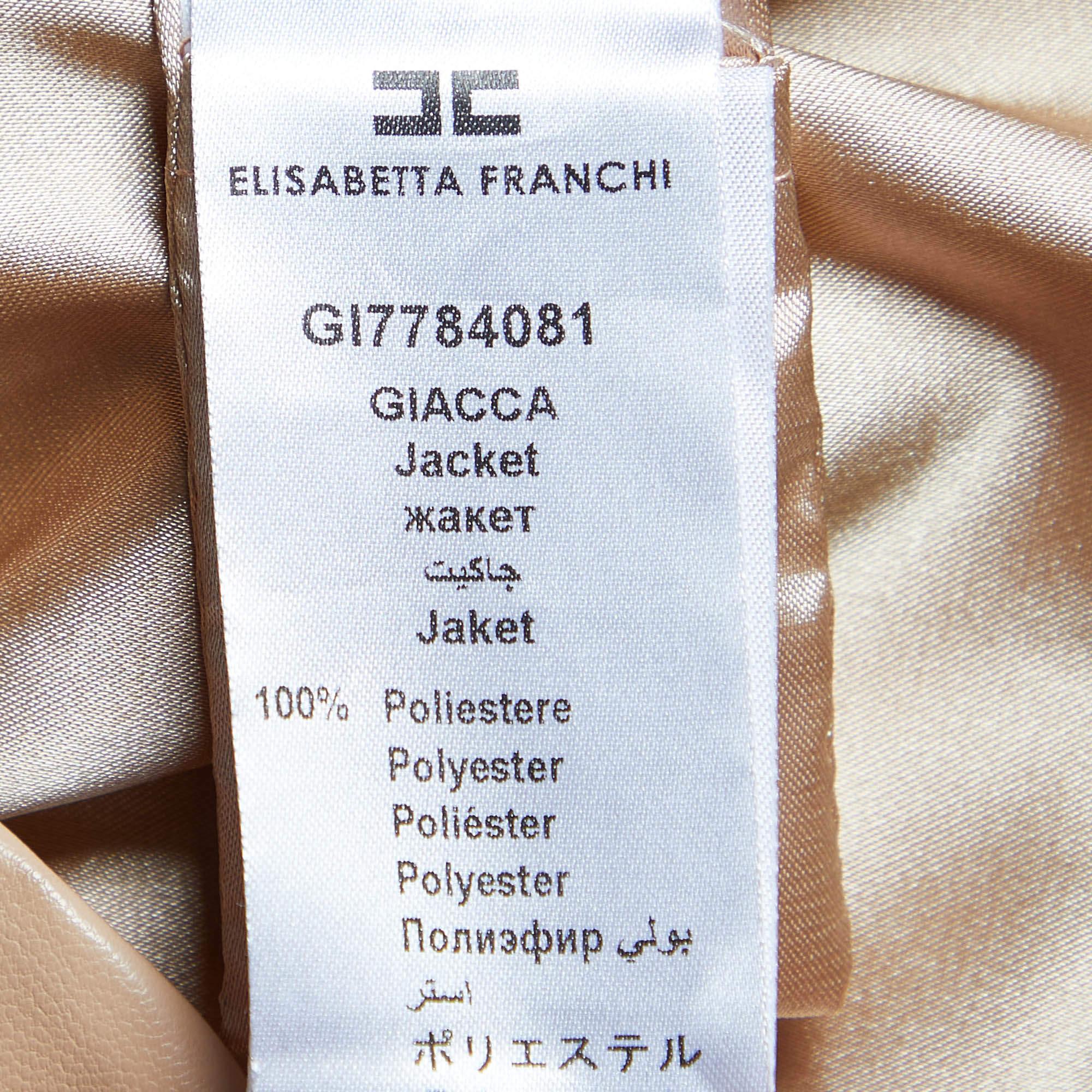 Elisabetta Franchi Beige Faux Leather Belt Detail Jacket L For Sale 2