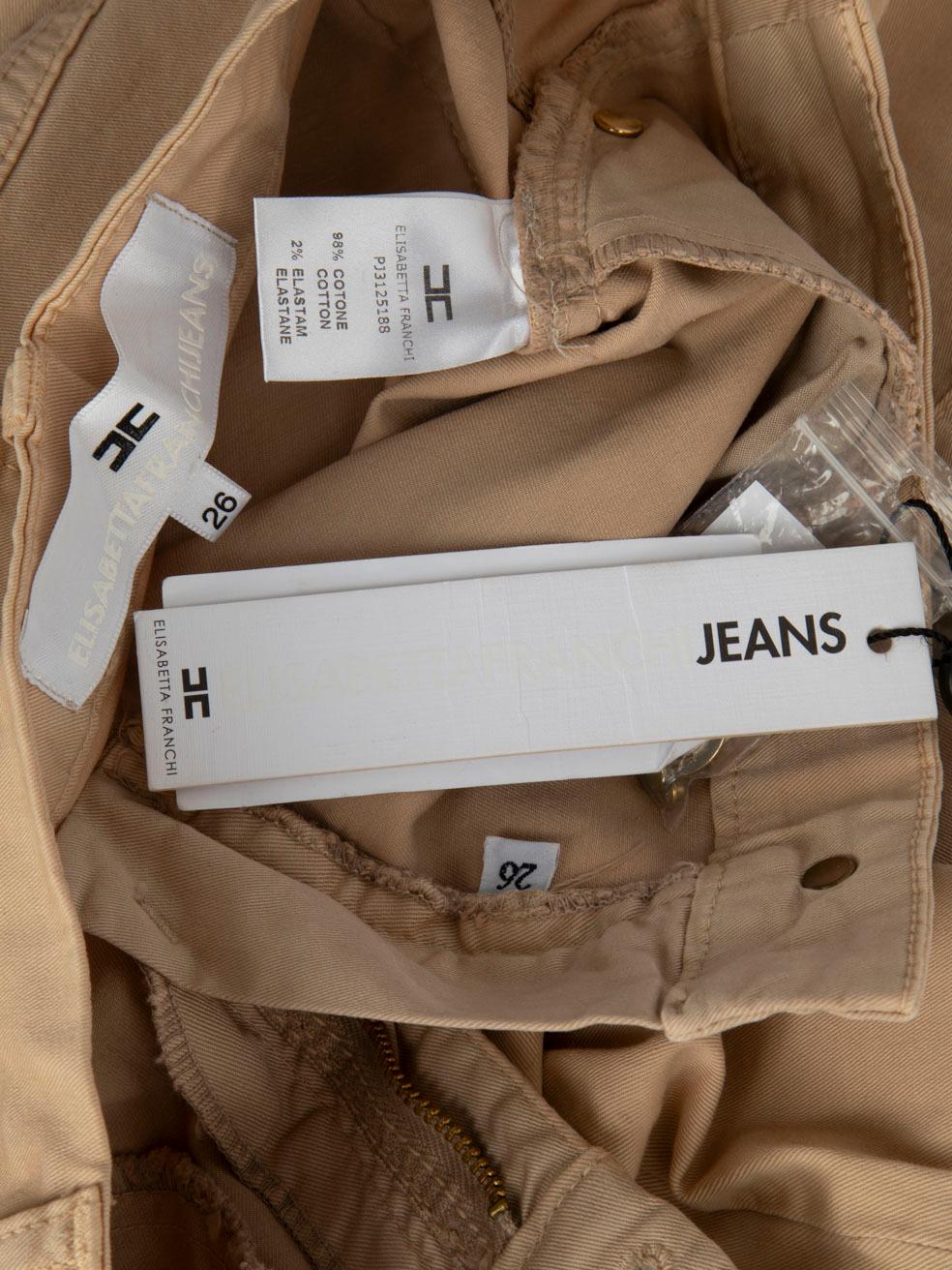 Elisabetta Franchi Beige Mid Rise Skinny Jeans Größe S im Angebot 4
