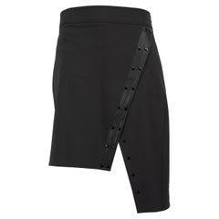 Elisabetta Franchi Jupe asymétrique noire avec clous, taille XL