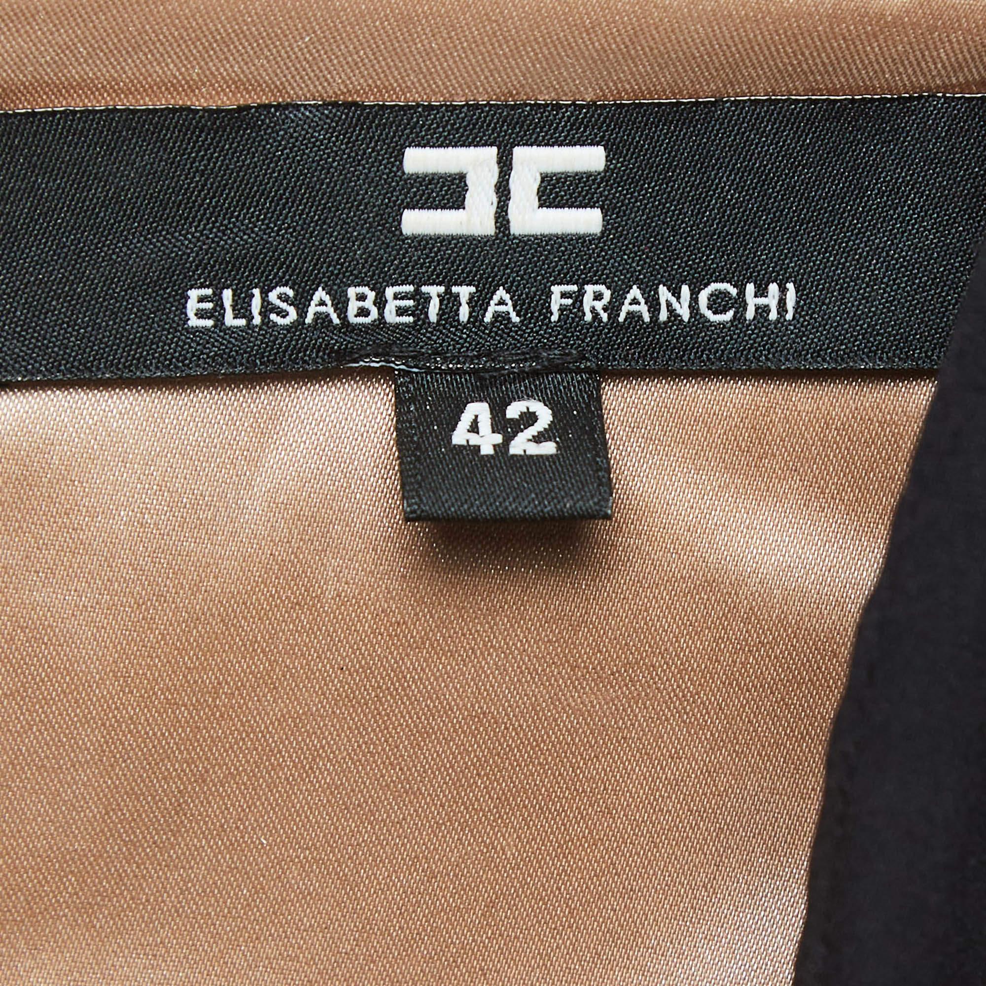 Elisabetta Franchi Black & Beige Crepe Mini Dress M 2