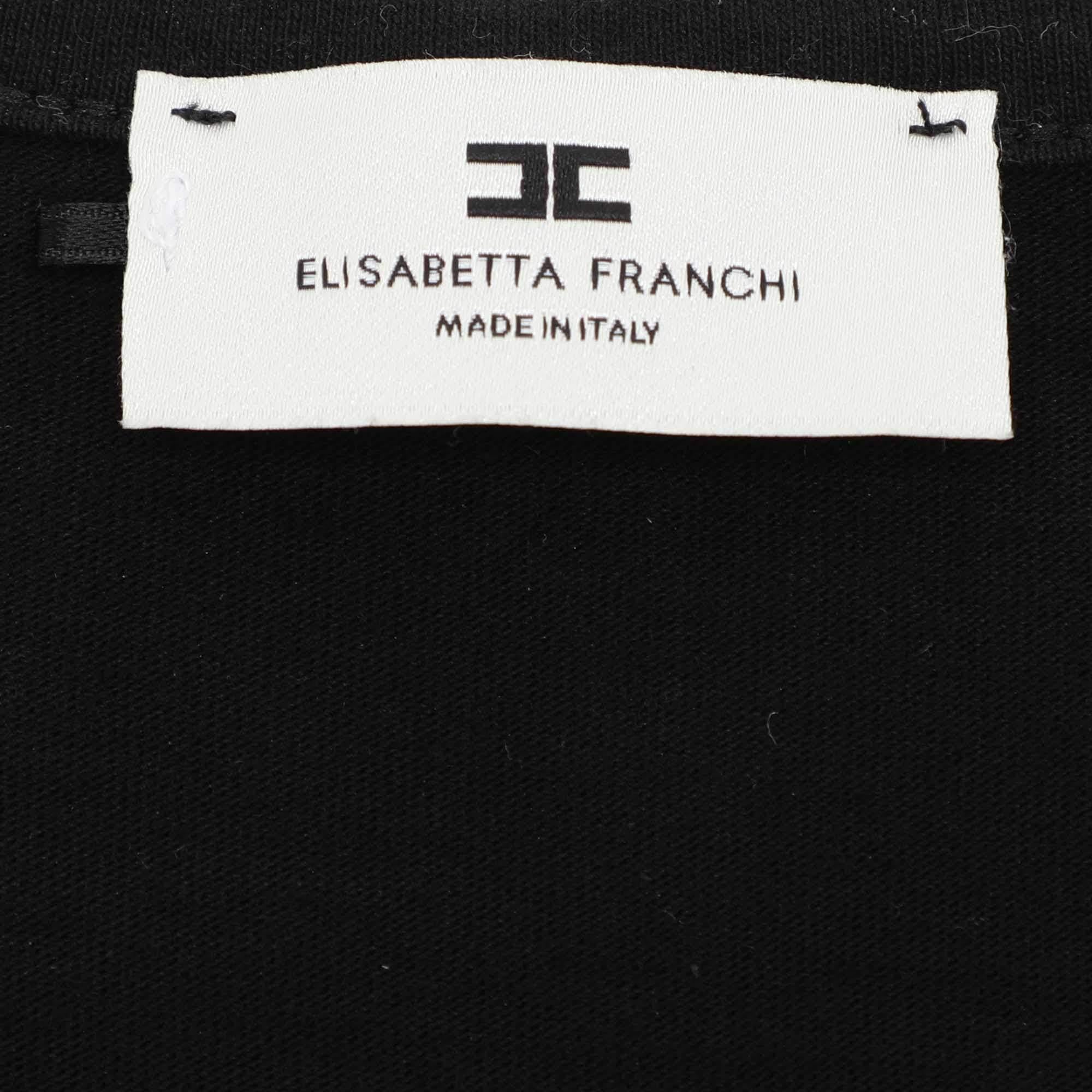 Elisabetta Franchi Schwarzes T-Shirt aus Baumwolle mit rundem Ausschnitt und Kette S im Angebot 1