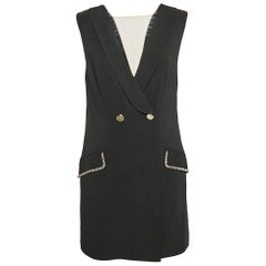 Elisabetta Franchi Black Crepe Double Breasted Vest Dress M