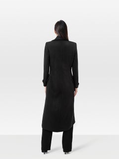Elisabetta Franchi Black Double Breasted Gold Button Long Coat Size S