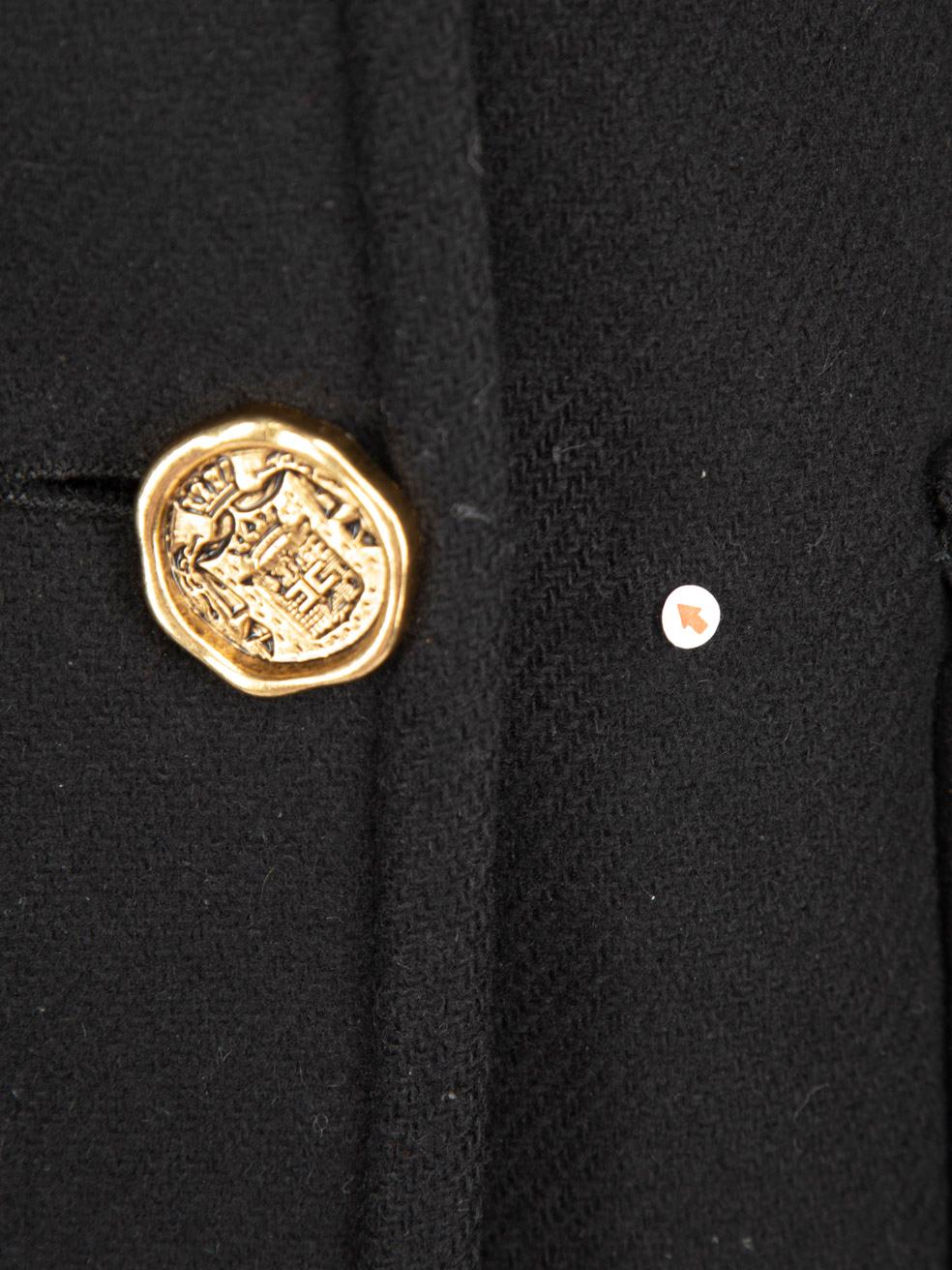 Elisabetta Franchi Black Double Breasted Gold Button Long Coat Size S For Sale 1