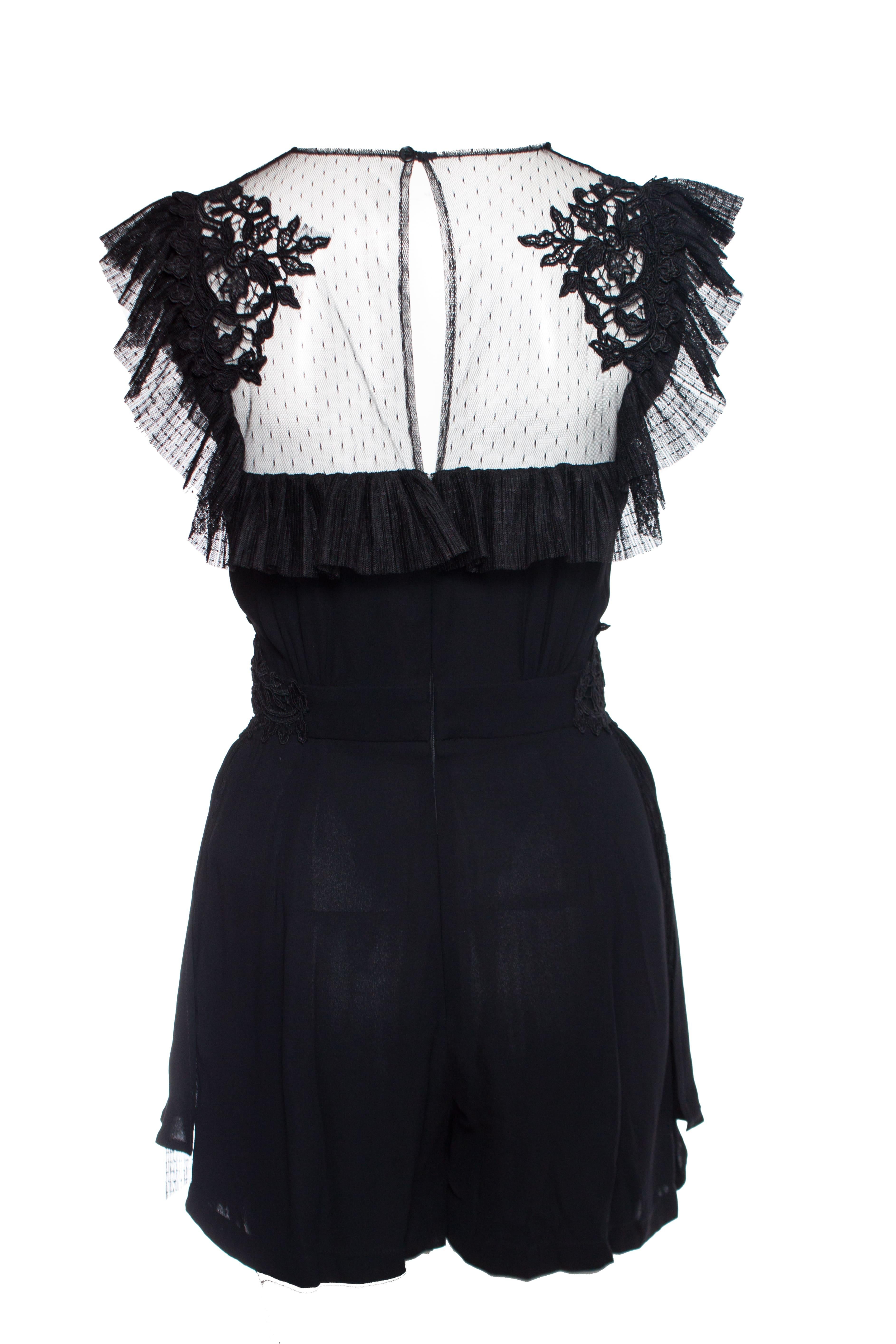 Women's Elisabetta Franchi, Black Jumpsuit with tulle. For Sale