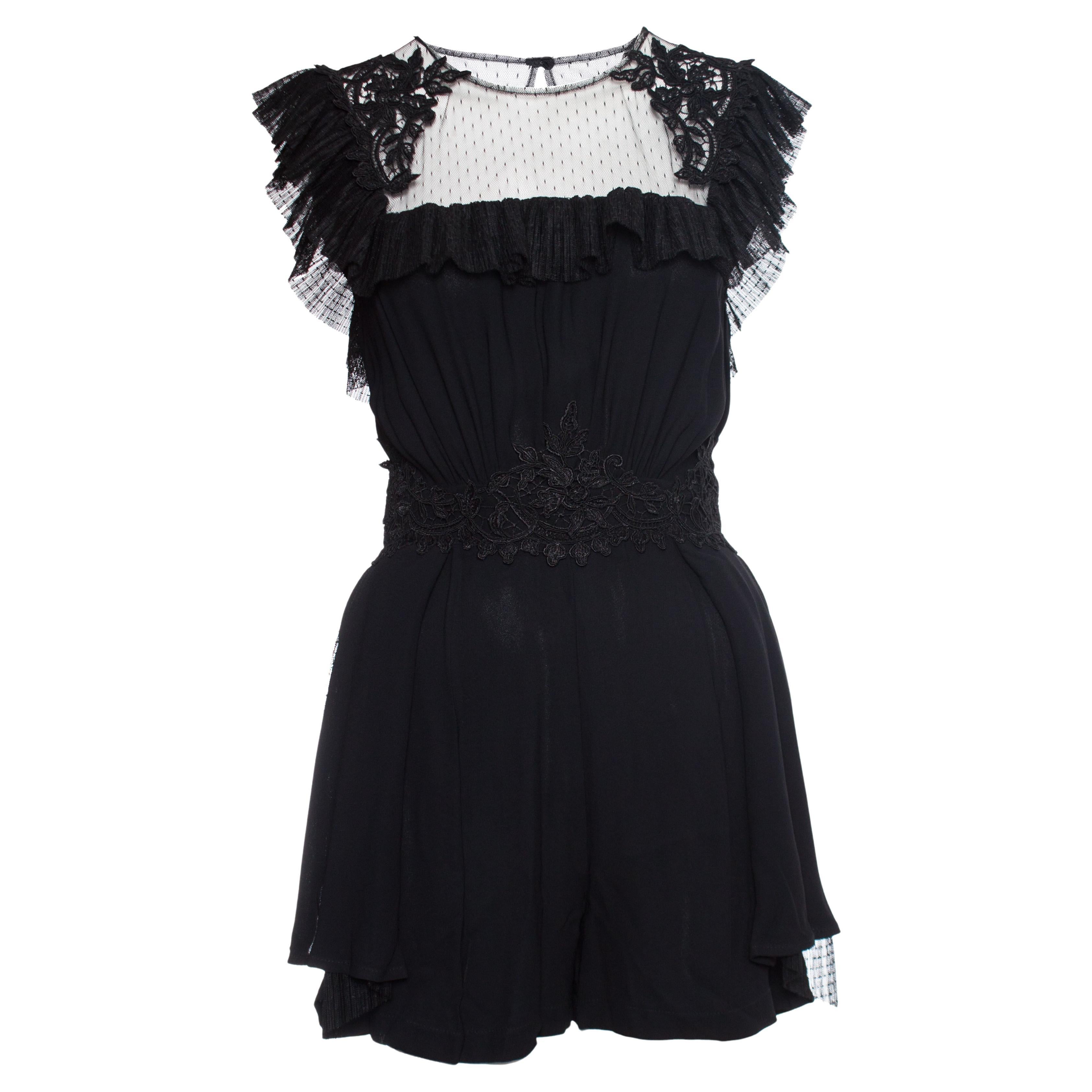 Elisabetta Franchi, Black Jumpsuit with tulle. For Sale