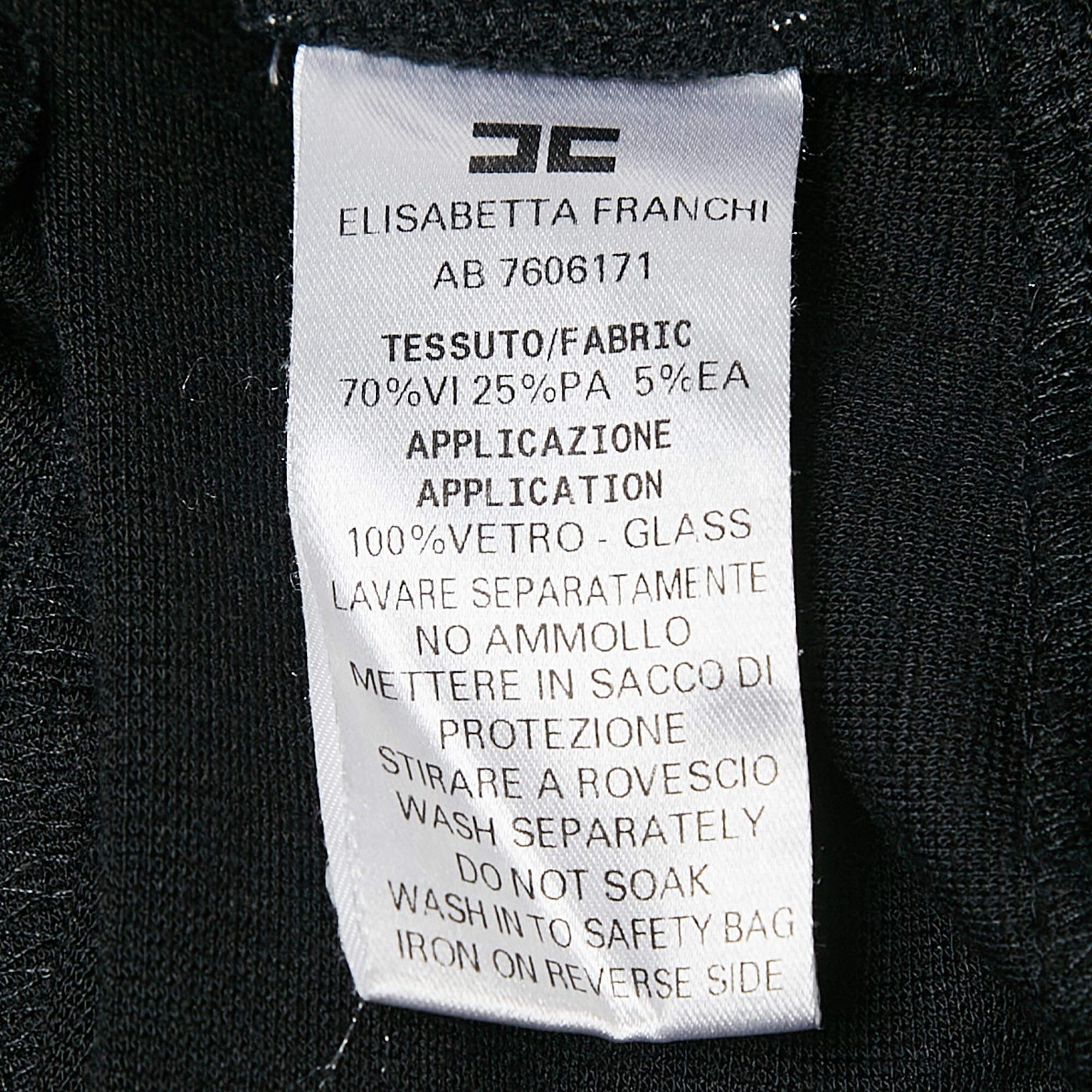 Elisabetta Franchi Black Knit Neck Embellished Mini Dress L 1
