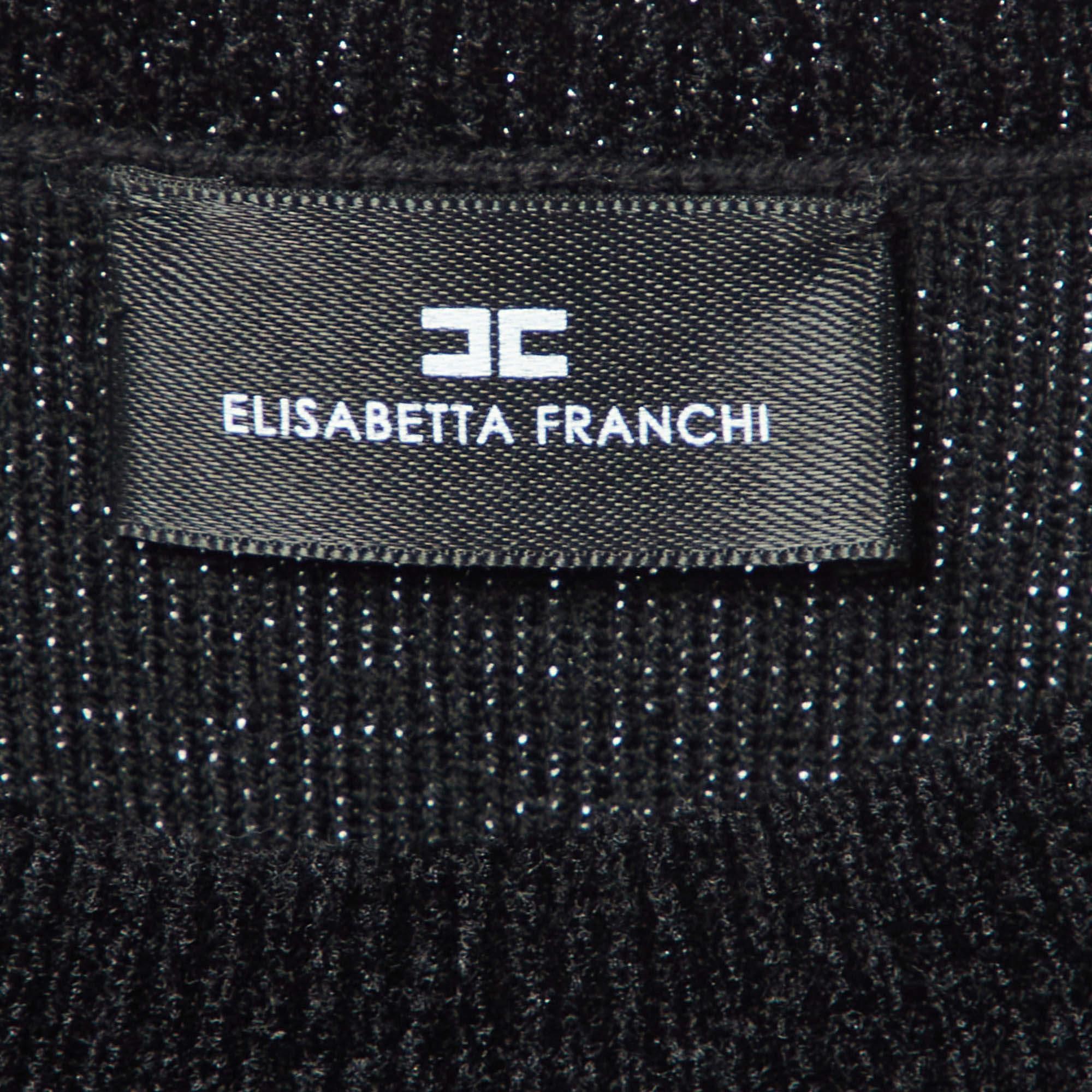 Elisabetta Franchi Schwarzer Strickpullover mit Rundhalsausschnitt M im Angebot 1