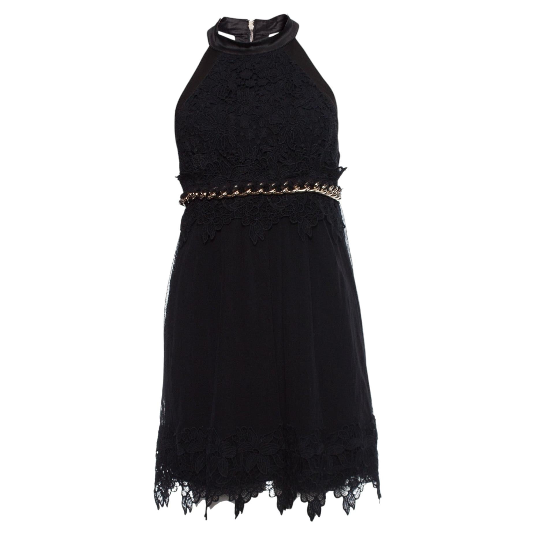 Elisabetta Franchi, Black lace dress with tulle