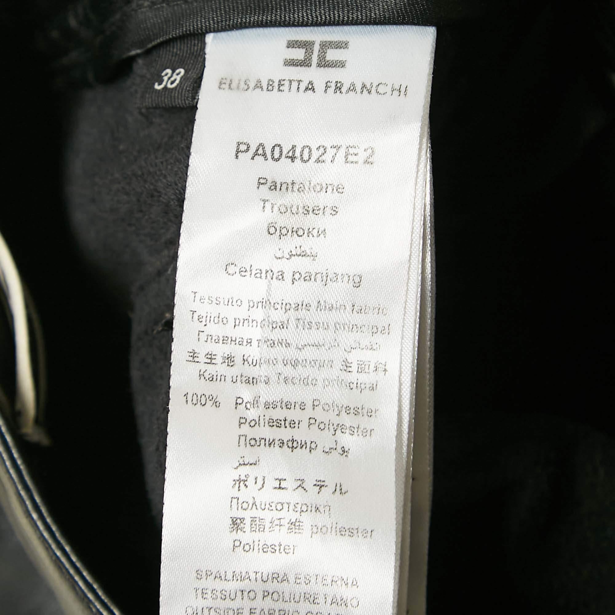 Elisabetta Franchi - Pantalon en cuir noir à clous S Pour femmes en vente