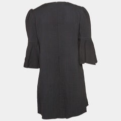 Elisabetta Franchi Black Sequin and Beads Crepe Bell Sleeve Mini Dress M