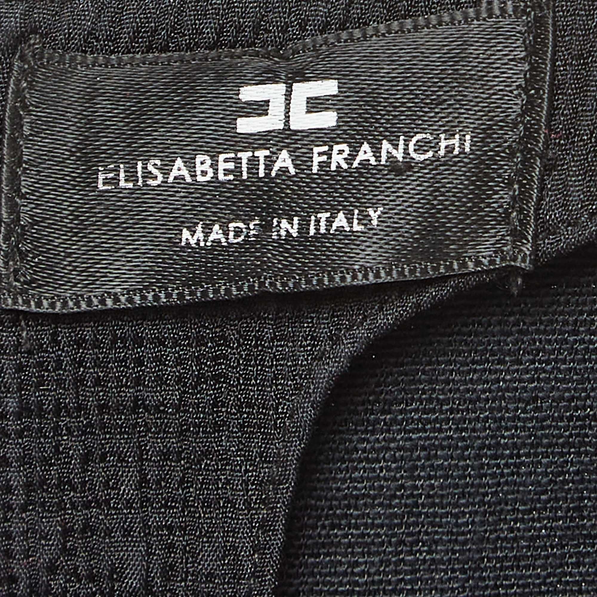 De las mujeres Elisabetta Franchi Minivestido de manga campana de crepé negro con lentejuelas y abalorios M en venta