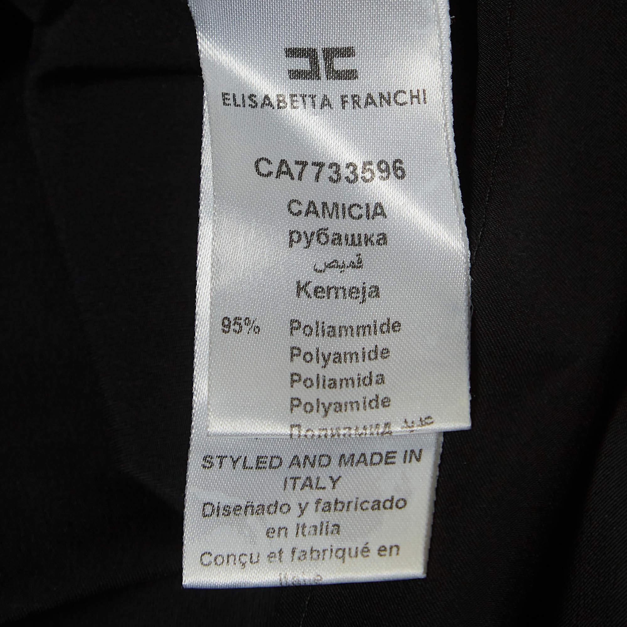Elisabetta Franchi Black Stretch Nylon Short Sleeve Relaxed Blouse S 1