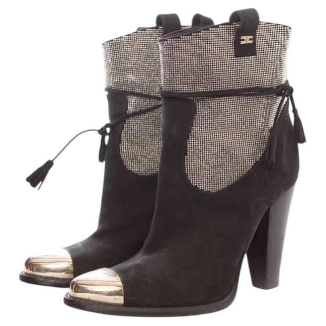Pre-owned Elisabetta Franchi , Black Suede Boots In Size 36.
