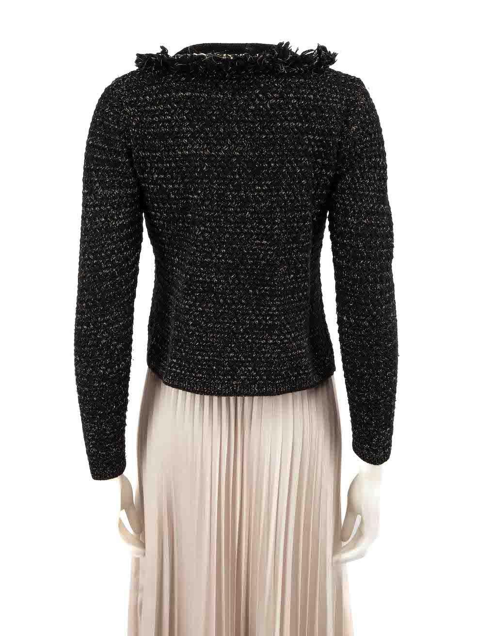 Elisabetta Franchi Black Tweed Chain Detail Jacket Size M In Good Condition In London, GB