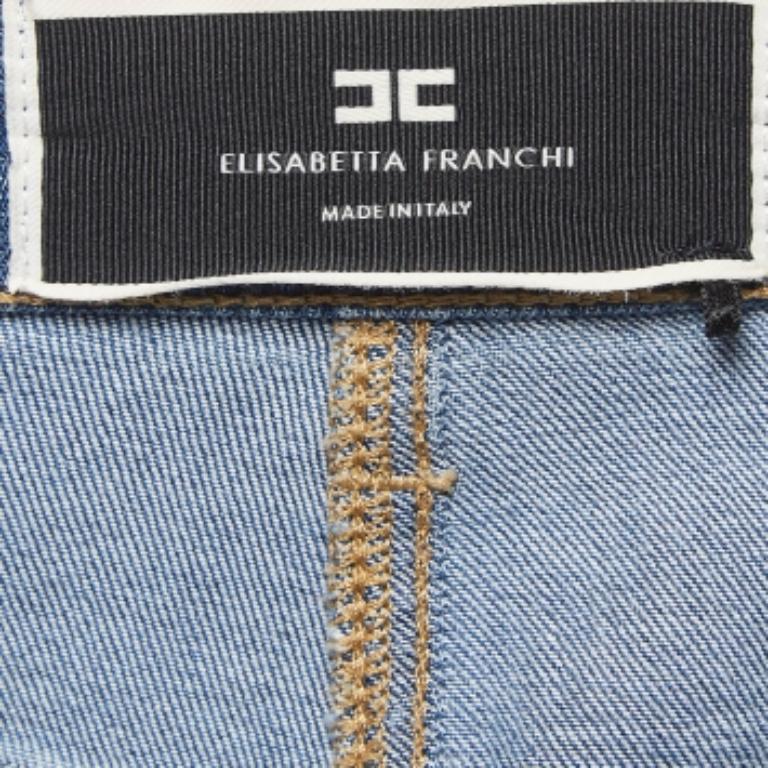Elisabetta Franchi Vaqueros azules con adornos de cadenas M Cintura 29 en venta 1