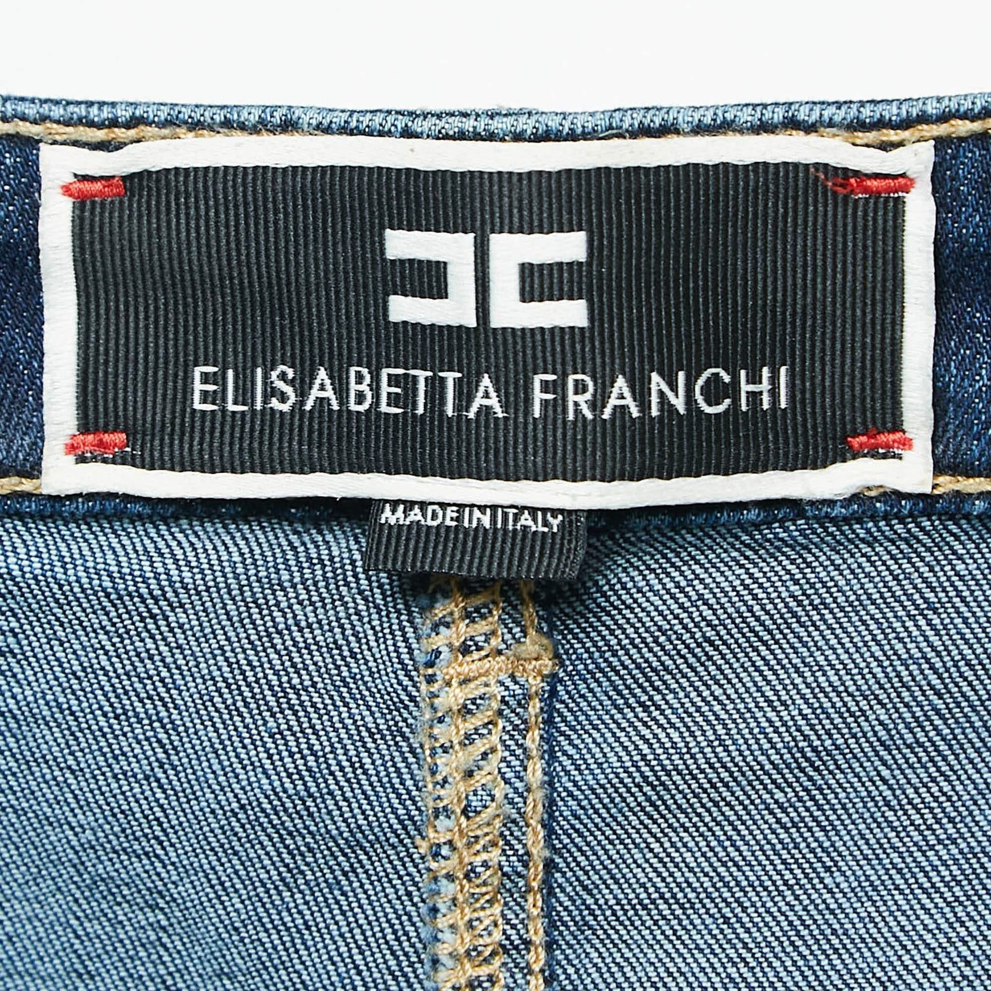 Women's Elisabetta Franchi Blue Denim High Rise Jeans L Waist 31